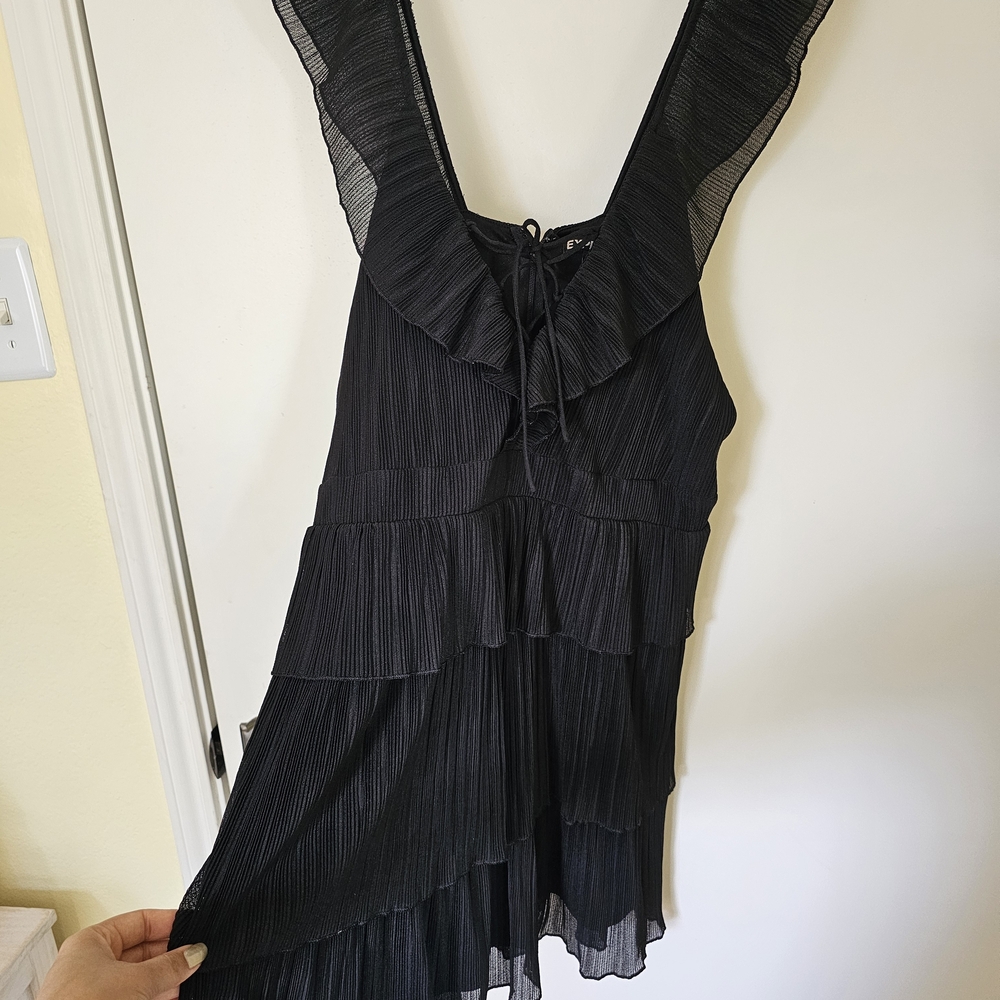 Express Black Layered Backless Dress